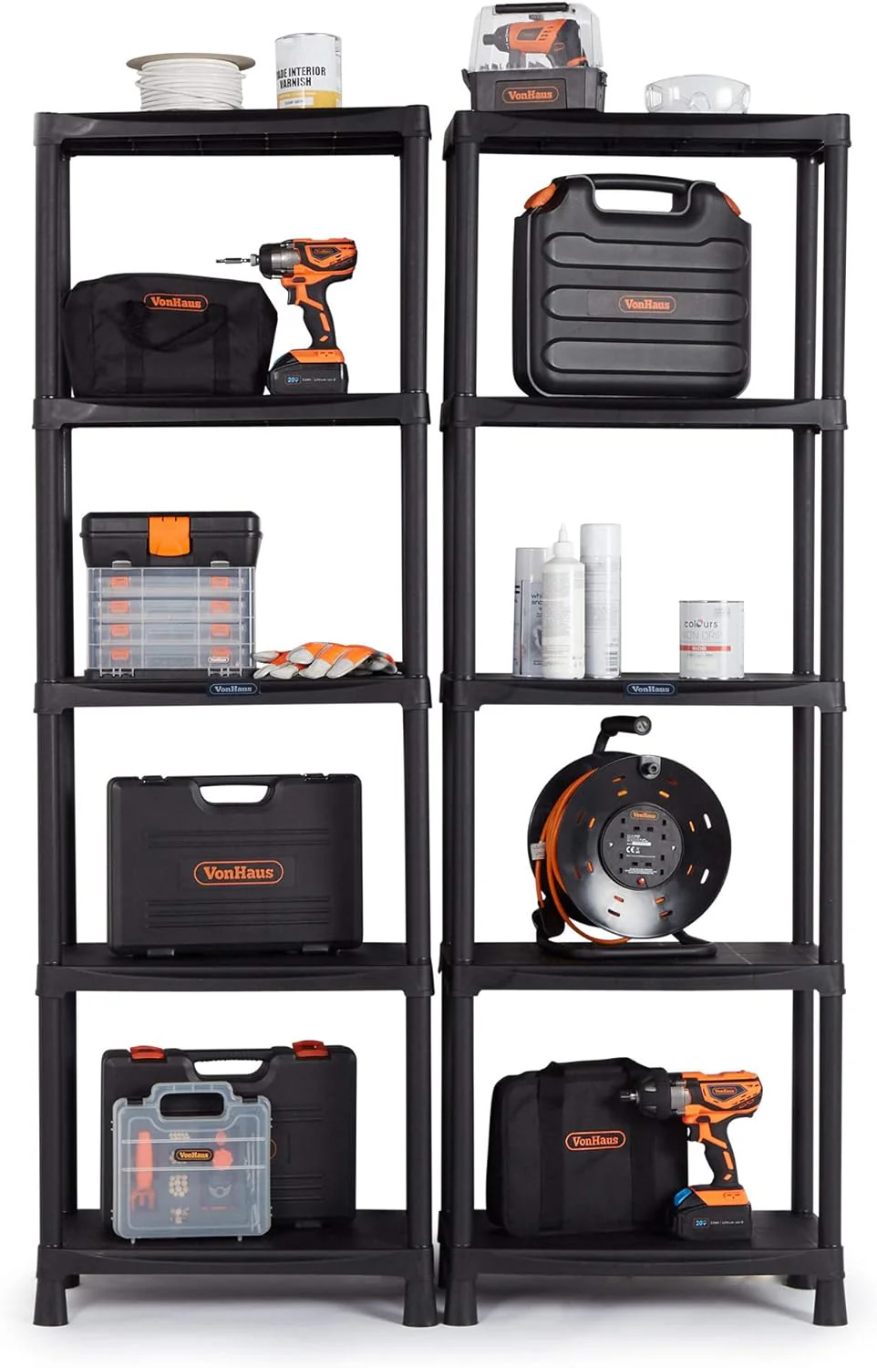 New 2 Pack 5-Tier Heavy Duty Plastic Garage Shelving Units – Durable Storage Rack Organizer AMPSR06 - Image 3