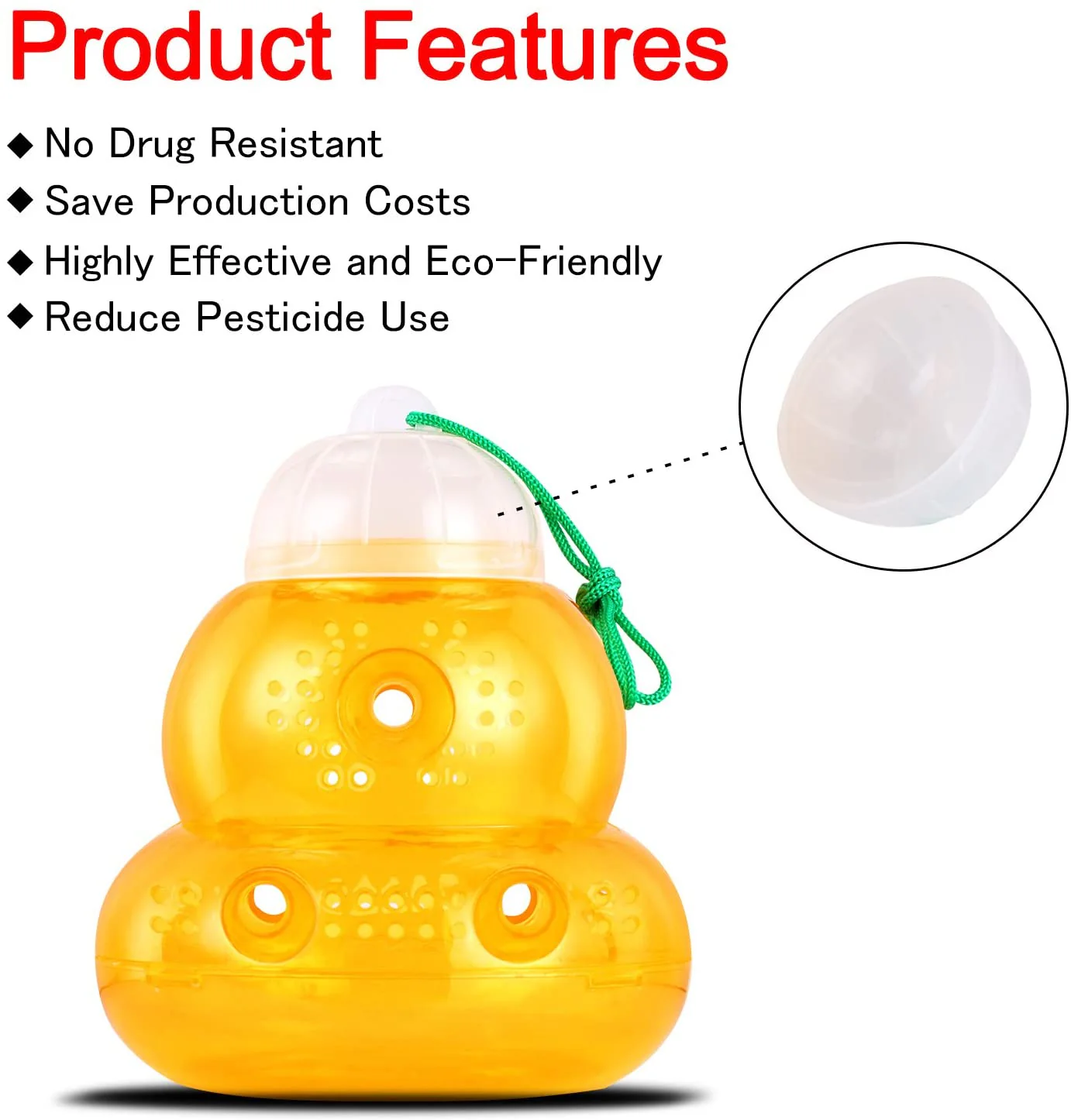 New 2-Pack Plastic Wasp Traps for Hornets, Bees & Yellow Jackets – Effective Outdoor Pest Control 462021 - Image 4