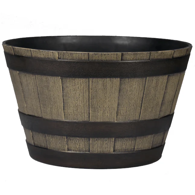 New 20″ Whiskey Barrel Garden Planter – Rustic Outdoor Wooden Flower Pot 053006 - Image 5