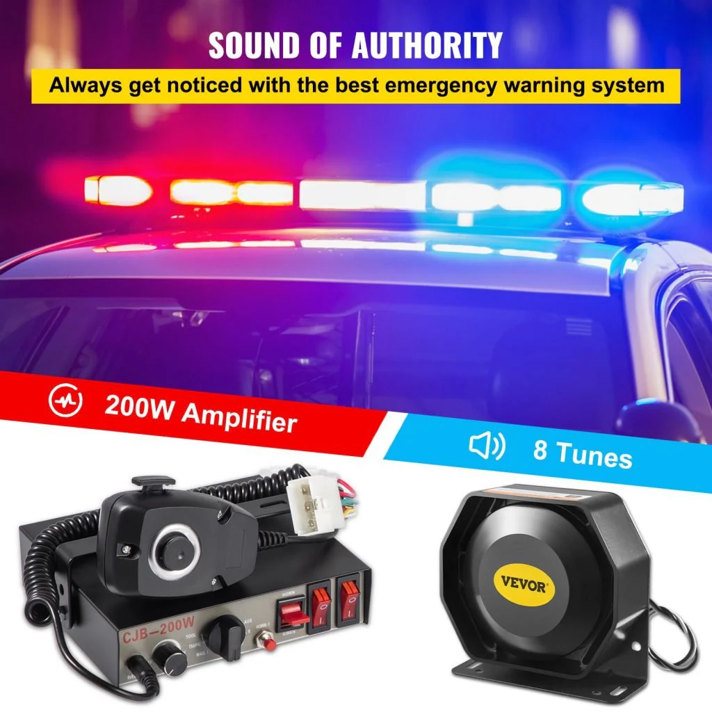 New 200W Emergency Siren System Bundle - 8-Tone Warning PA & Microphone - Image 2