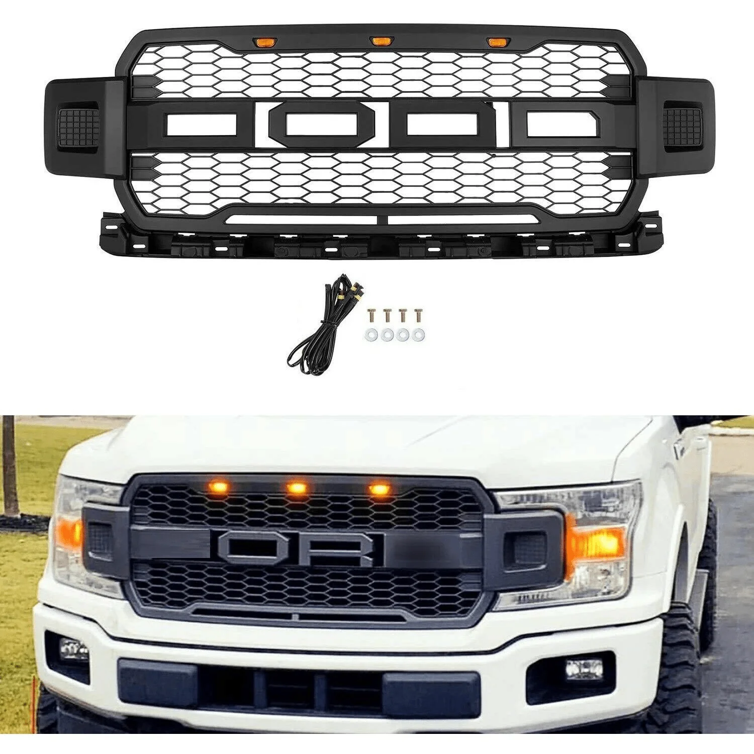 NEW 2018-2020 Ford F-150 Raptor Style Grill w/ LED Lights FD001G - Image 4
