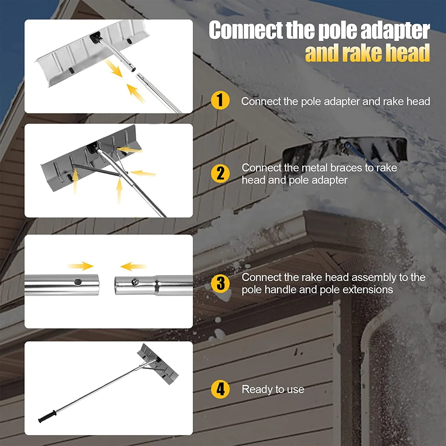 New 20FT Telescopic Aluminum Roof Snow Rake – Lightweight Snow Removal Shovel with Blade S1164 - Image 5