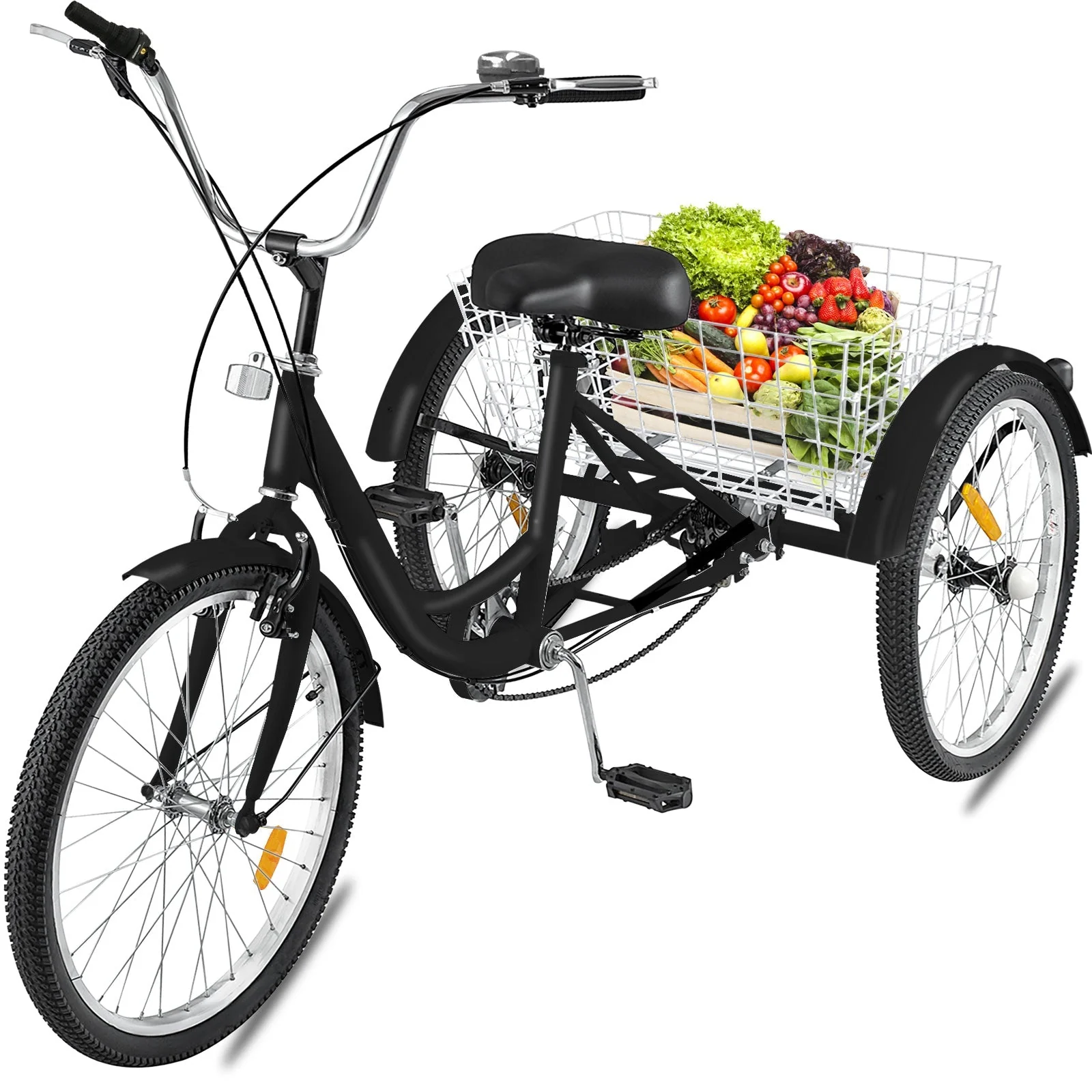 New 24-Inch Adult Tricycle 3-Wheel Bicycle with Basket – 7-Speed Shimano – SKU#TRI24ADULT