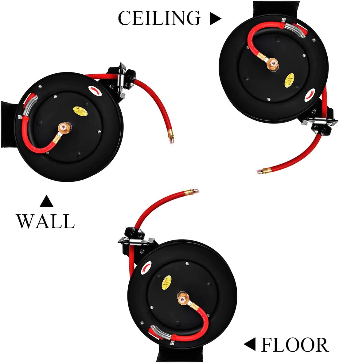New 3/8″ x 25 Ft Metal Hybrid Air Hose Reel – Durable Retractable Air Compressor Hose S1163 - Image 2