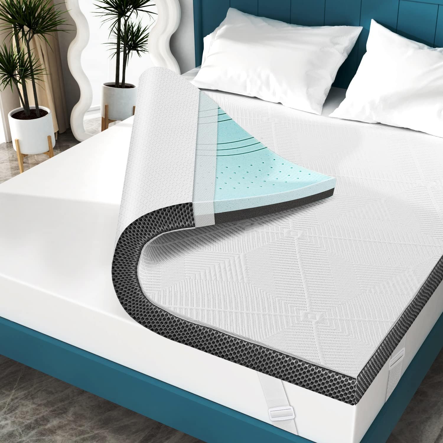 New 3″ Gel Memory Foam Mattress Topper – King Size, Cooling Comfort, Dark Gray B0BQHLGB3H