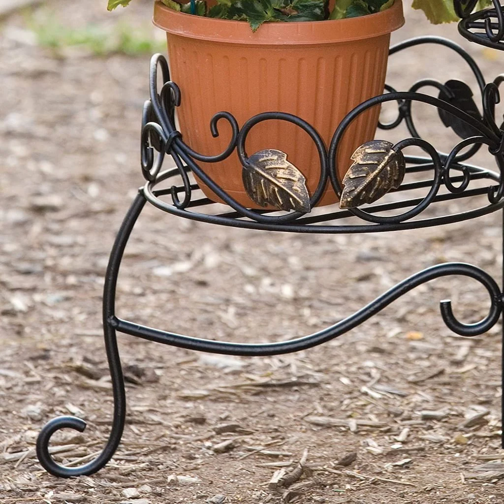 New 3-Tier Folding Plant Stand with Scroll & Ivy Design – Decorative Metal Indoor/Outdoor Shelf XY2018 - Image 5