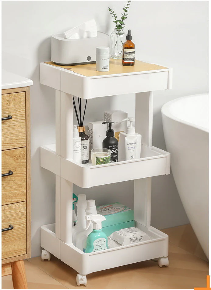 NEW 3 Tier Rolling Adjustable Bedroom Cart K0031 - Image 3