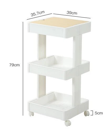 NEW 3 Tier Rolling Adjustable Bedroom Cart K0031 - Image 4