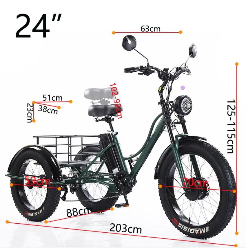 New 3-Wheel Fat Tire Electric Trike 750W Motor, Heavy-Duty 3-Wheel E-Bike – 250512T - Image 5