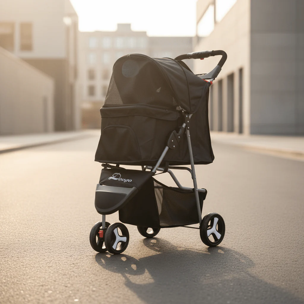 3-Wheel Foldable Pet Stroller for Dogs & Cats – Lightweight Portable Dog & Cat Travel Carrier