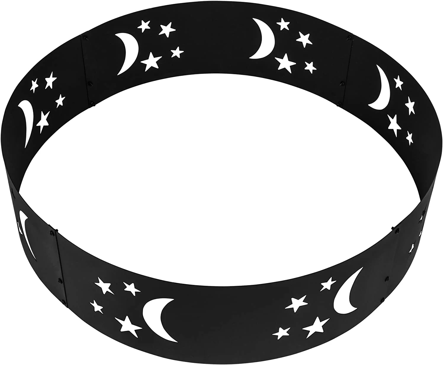 New 36" Large Round Metal Fire Pit Ring with Star & Moon Design – Easy Assembly | SKU: XY0625 - Image 2