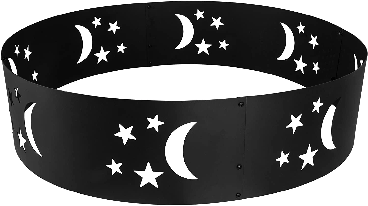 New 36" Large Round Metal Fire Pit Ring with Star & Moon Design – Easy Assembly | SKU: XY0625 - Image 3