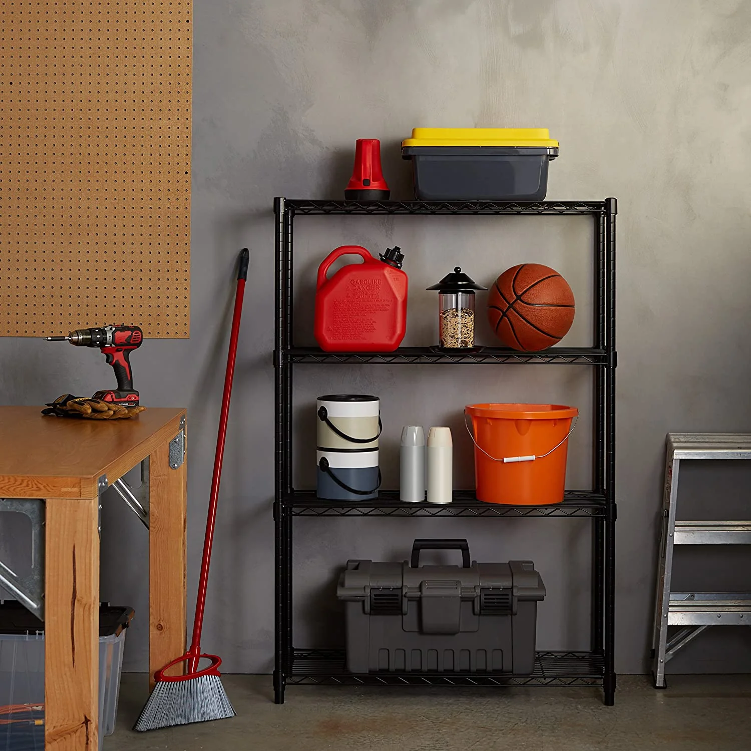 New 4-Layer Wire Storage Shelf with Adjustable Shelves & Heavy Duty Load – Black | SKU: WS645 - Image 5