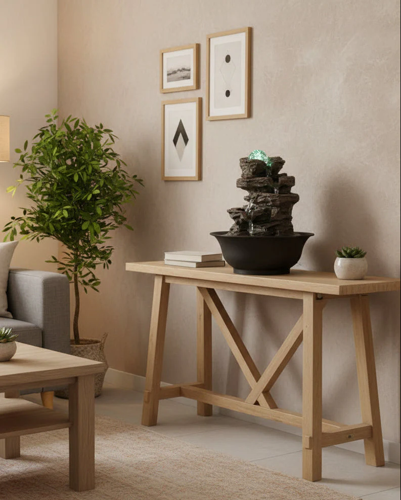 New 4-Tier Cascading Rock Water Fountain – Tabletop Indoor Zen Decor with LED Light CA190508