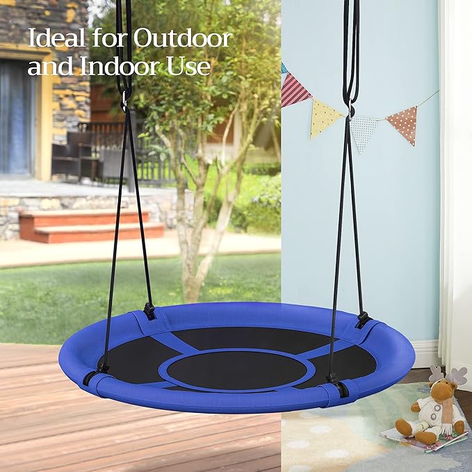 New 40 Inch Saucer Tree Swing for Kids – 700 lb Capacity with Hanging Kit, Blue & Black – M18A002 - Image 3