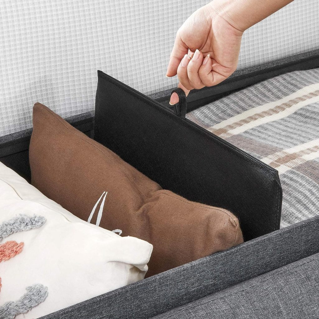 New 43-Inch Folding Storage Bench – Gray Ottoman with Padded Seat & Footrest for Bedroom or Entryway ULSF77K - Image 5