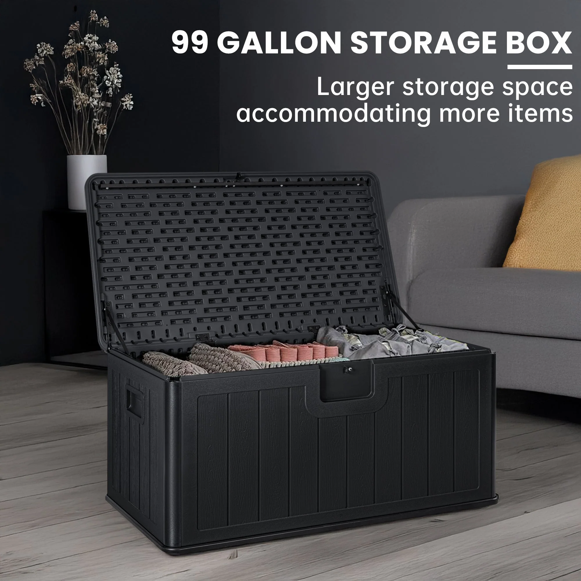 New 450L HDPE Outdoor Storage Box with Hinged Lid – All-Weather Deck Box | SKU: AMPBS99 - Image 7