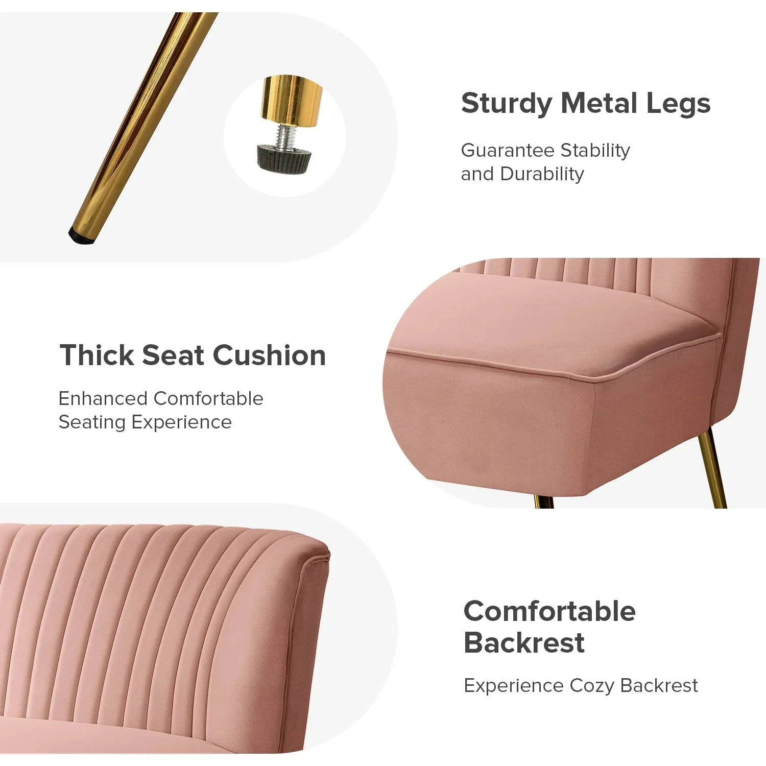 New 47" Velvet Armless Loveseat Sofa – Modern 2-Seater Couch for Living Room or Bedroom - Image 10