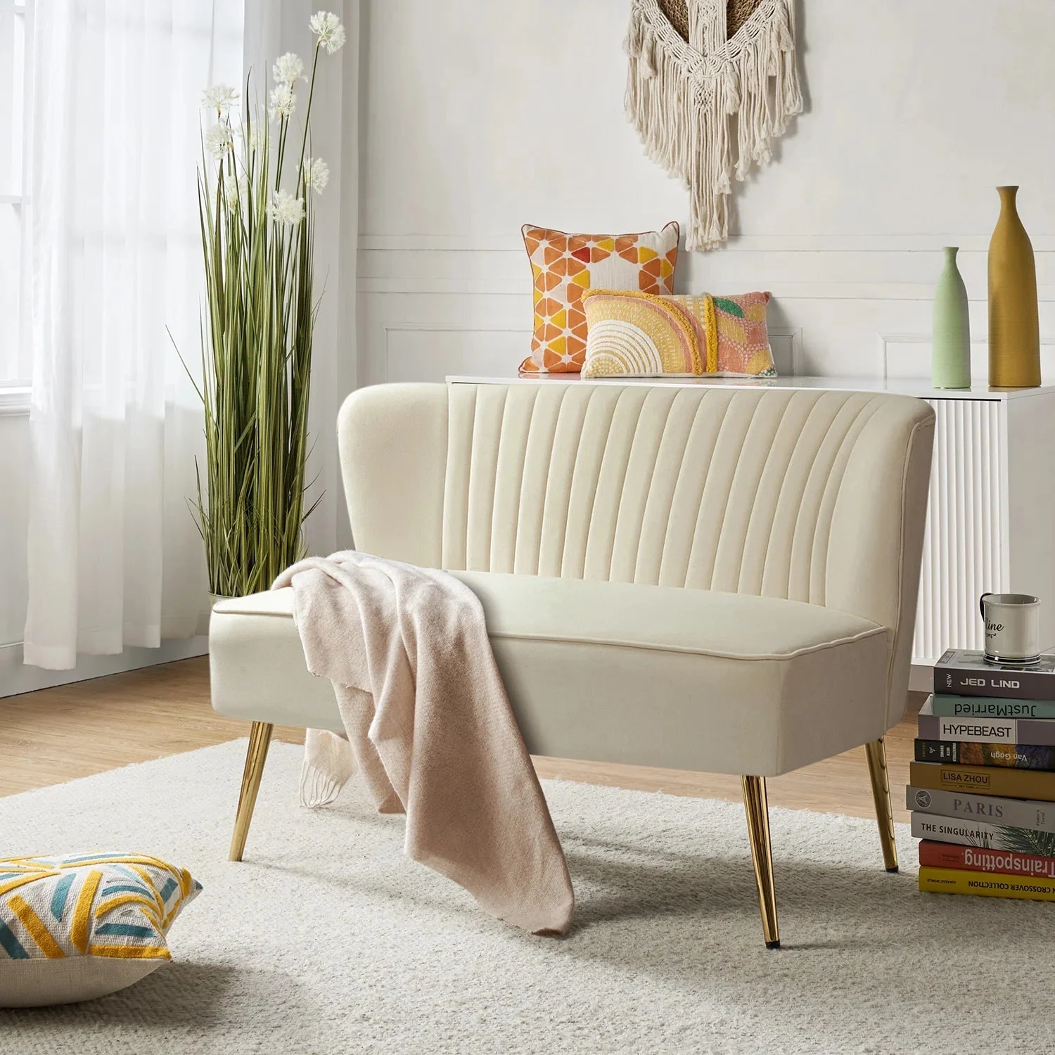 New 47" Velvet Armless Loveseat Sofa – Modern 2-Seater Couch for Living Room or Bedroom - Image 13