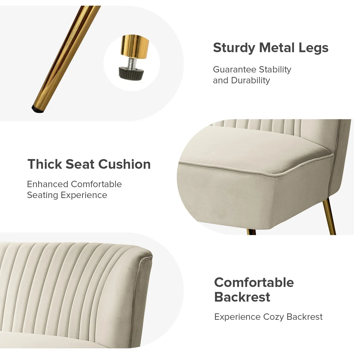 New 47" Velvet Armless Loveseat Sofa – Modern 2-Seater Couch for Living Room or Bedroom - Image 18