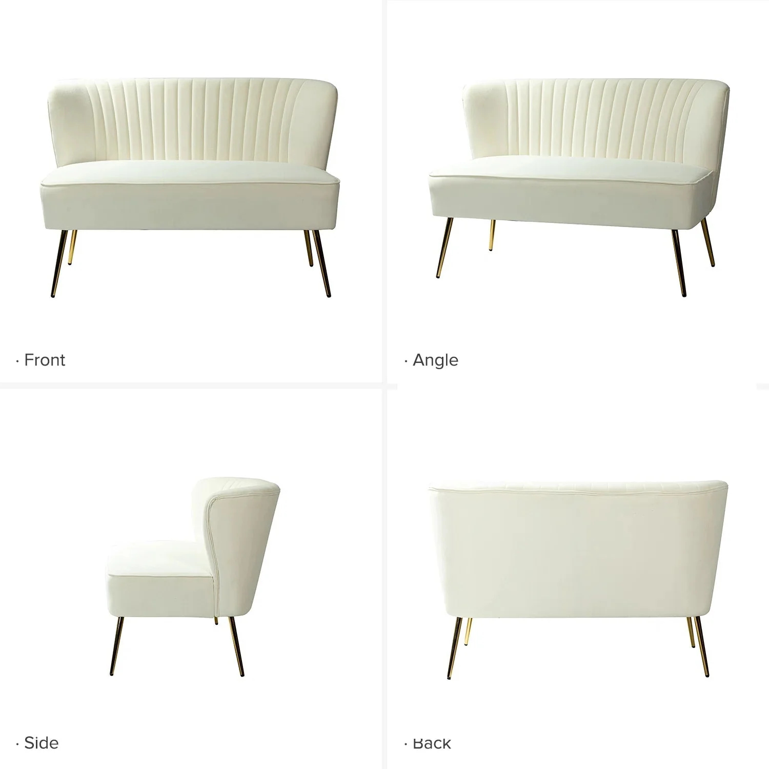 New 47" Velvet Armless Loveseat Sofa – Modern 2-Seater Couch for Living Room or Bedroom - Image 21