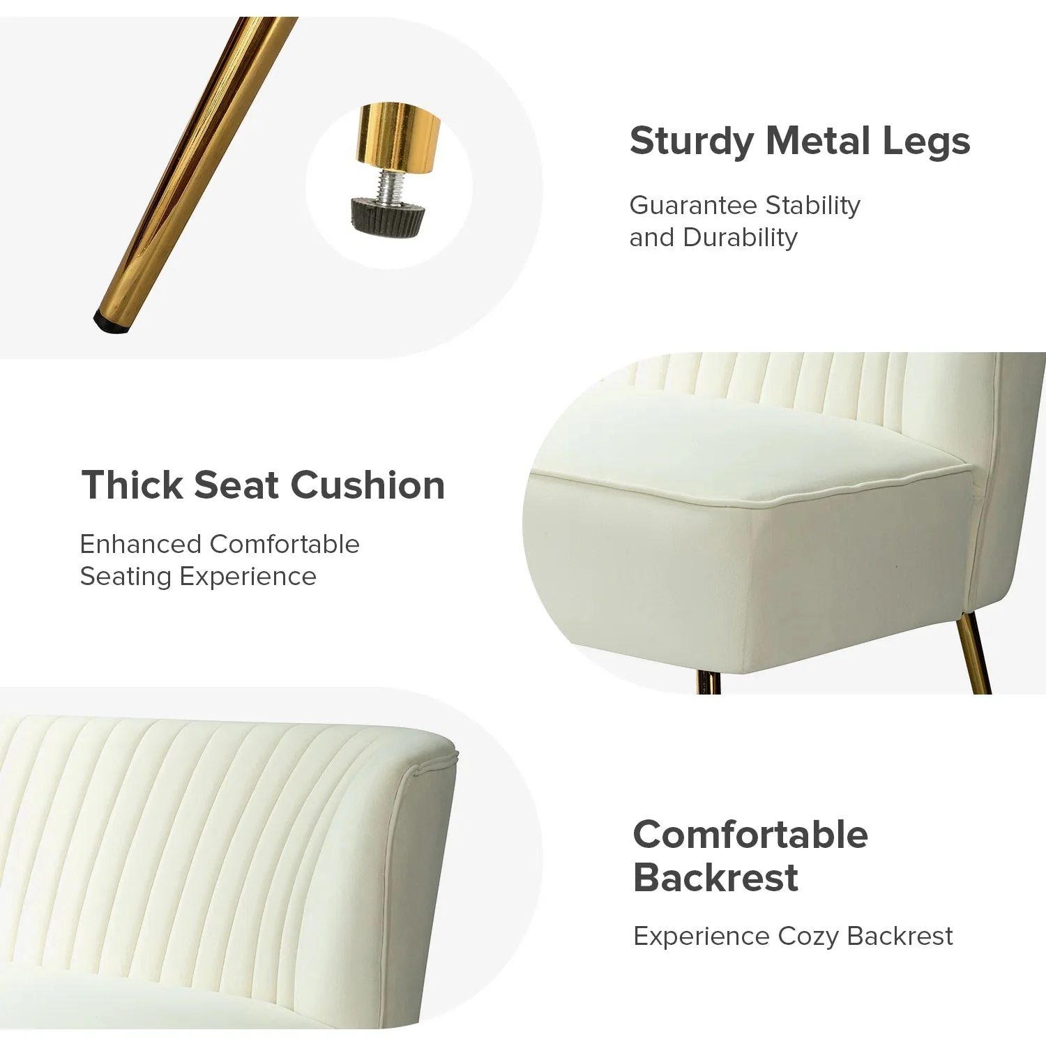 New 47" Velvet Armless Loveseat Sofa – Modern 2-Seater Couch for Living Room or Bedroom - Image 22