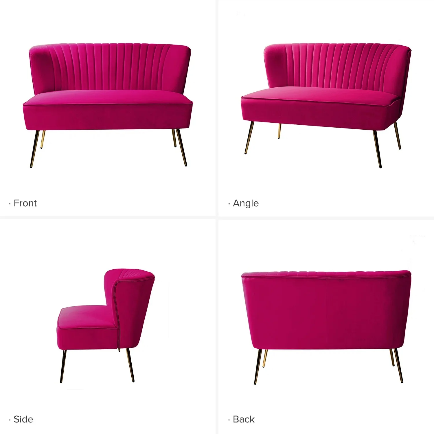 New 47" Velvet Armless Loveseat Sofa – Modern 2-Seater Couch for Living Room or Bedroom - Image 3