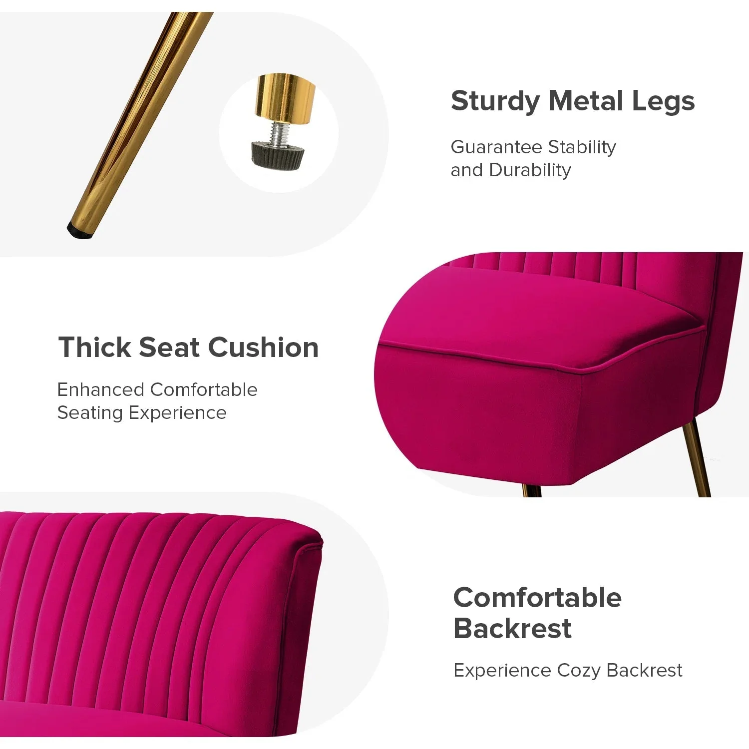New 47" Velvet Armless Loveseat Sofa – Modern 2-Seater Couch for Living Room or Bedroom - Image 4