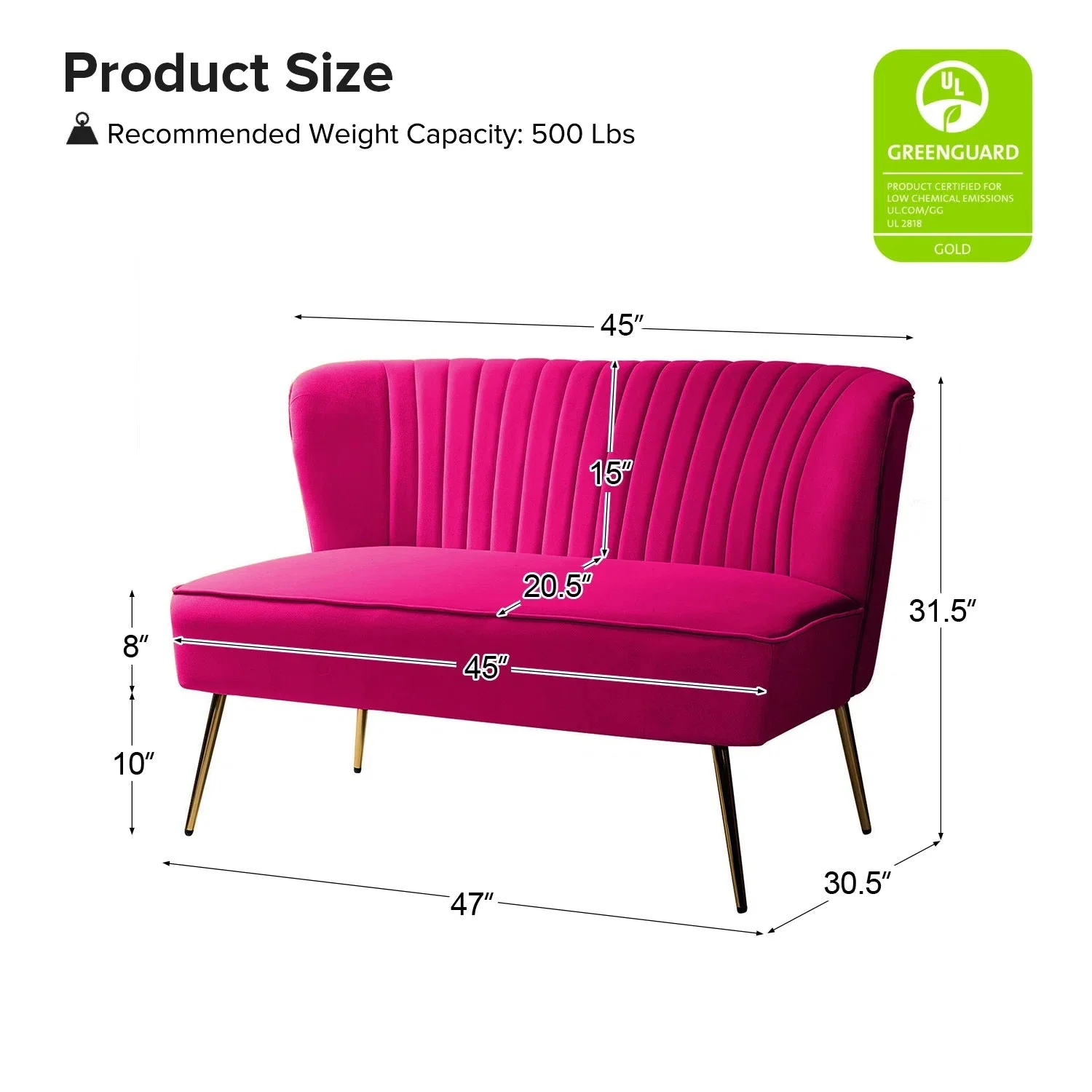 New 47" Velvet Armless Loveseat Sofa – Modern 2-Seater Couch for Living Room or Bedroom - Image 7