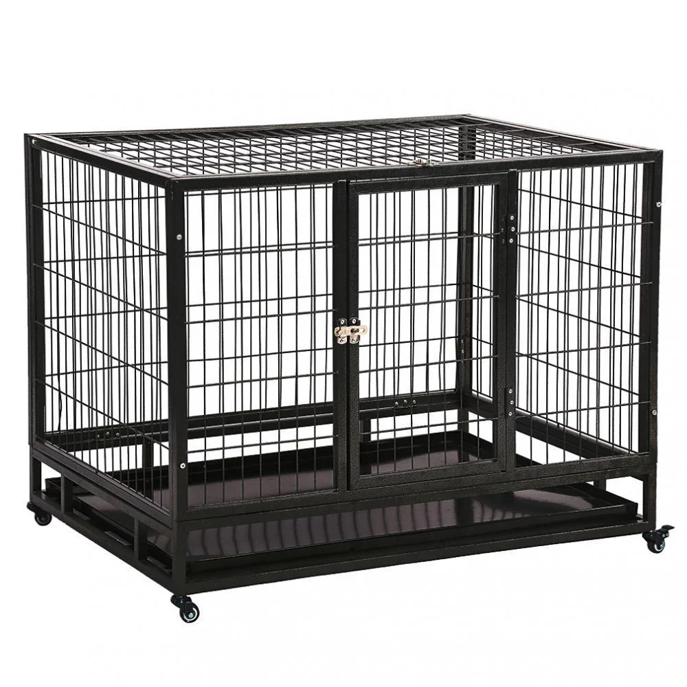 New 48 Inch Heavy Duty Portable Dog Cage with Wheels & Removable Tray DK48