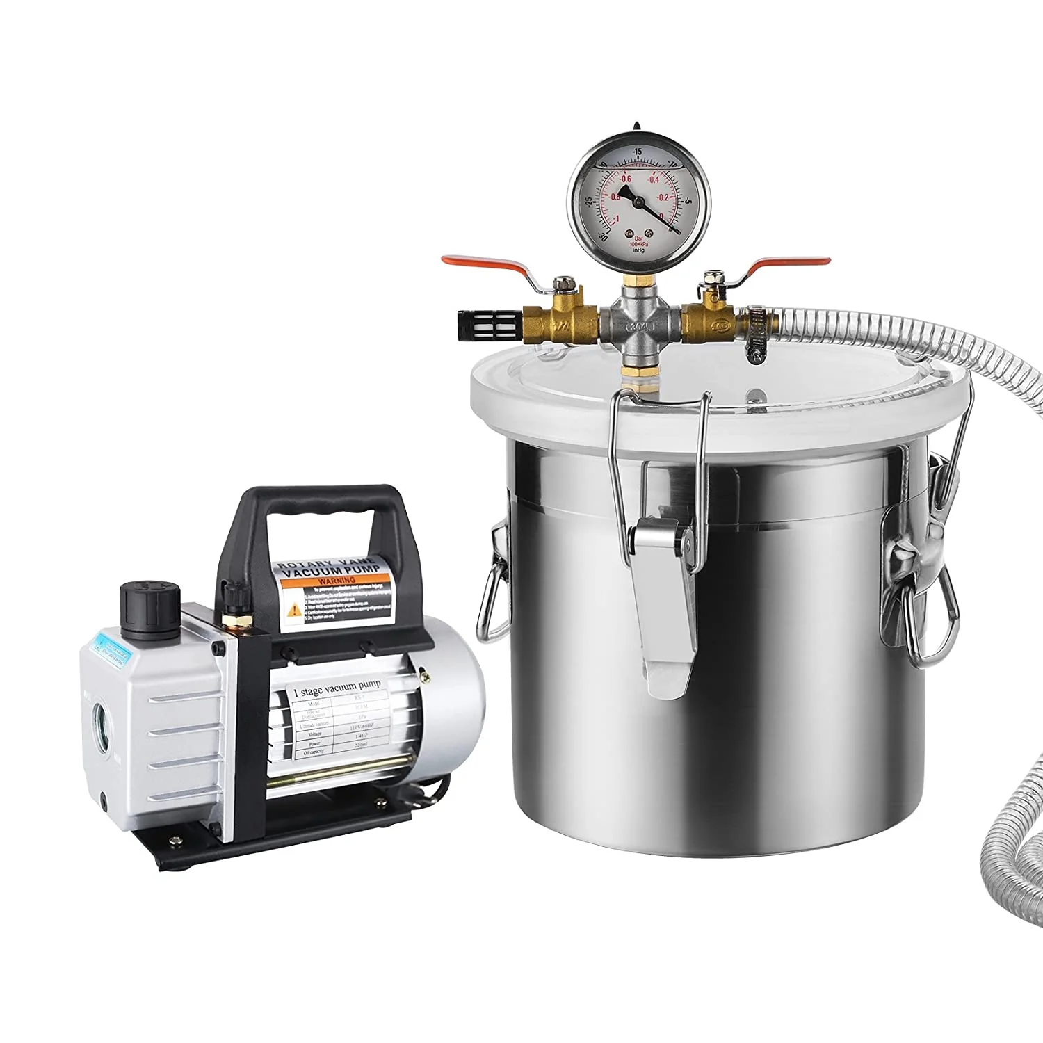 NEW 5 Gal Vacuum Chamber with 5 CFM Pump ZKI28 – Heavy-Duty Degassing Kit for Resin, Silicone & More