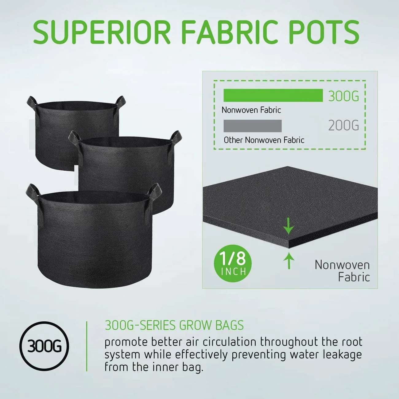 NEW (PACK of FIVE ) 5 GALLON GROW BAG FABRIC POTTING PLANT 5GGBP
