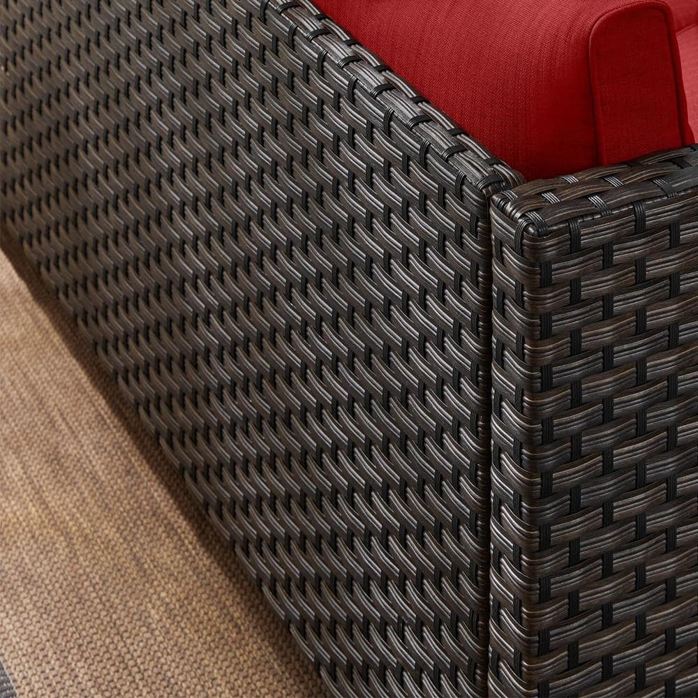 New 5-Piece Dark Wicker Outdoor Patio Furniture Set with Chili Cushions | SKU: 111639 - Image 5