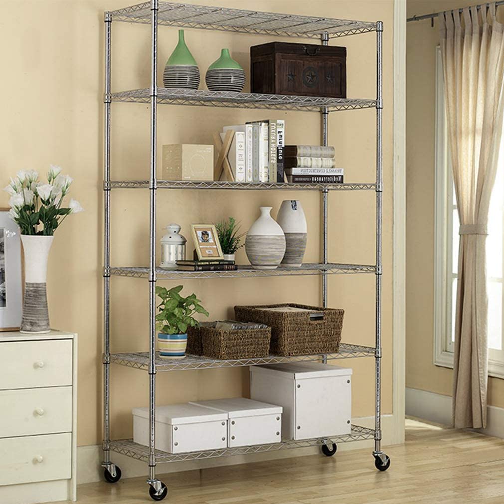 New 6-Layer Adjustable Chrome Wire Shelving Rack – Heavy Duty Metal Storage Organizer WS776