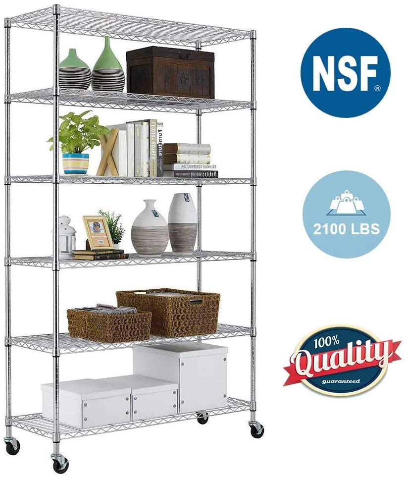 New 6-Layer Adjustable Chrome Wire Shelving Rack – Heavy Duty Metal Storage Organizer WS776 - Image 5