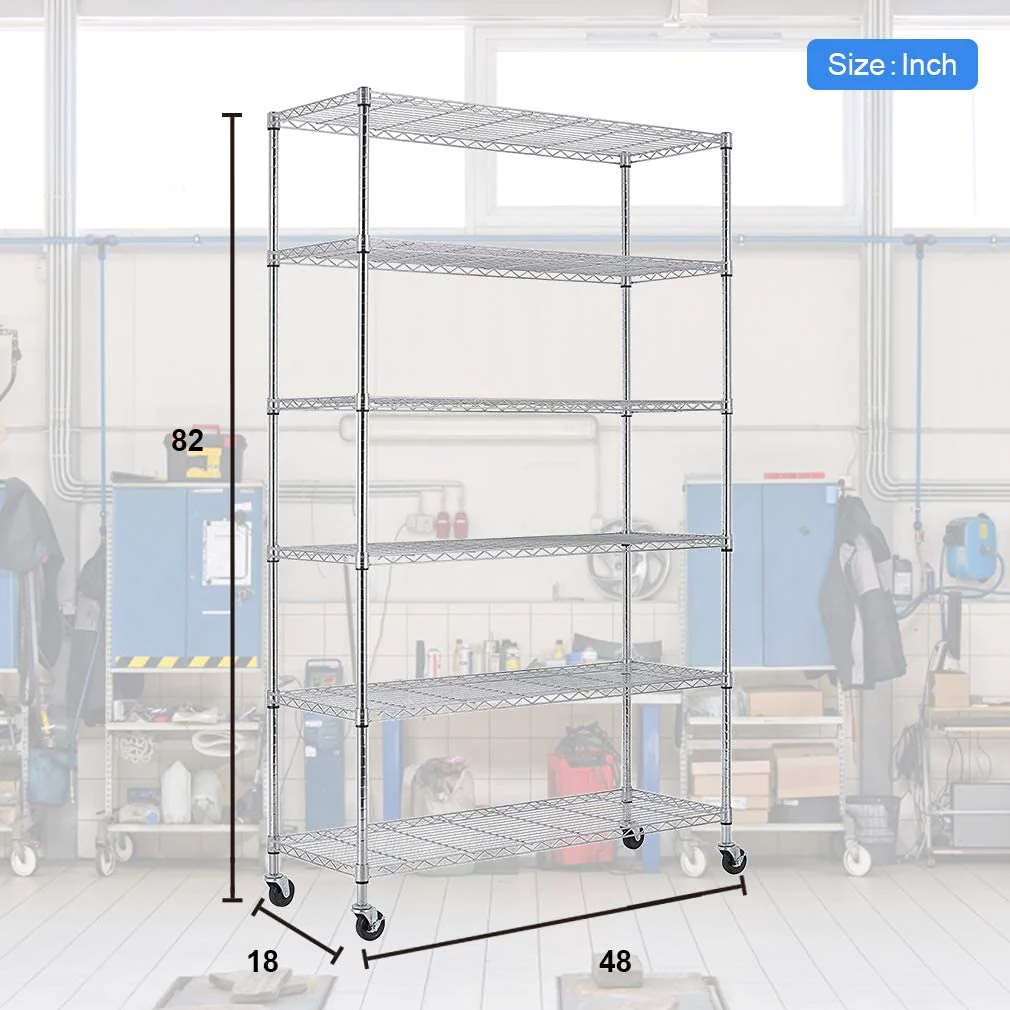 New 6-Layer Adjustable Chrome Wire Shelving Rack – Heavy Duty Metal Storage Organizer WS776 - Image 6