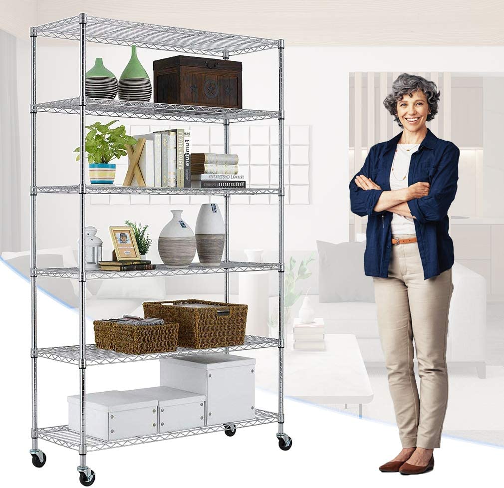 New 6-Layer Adjustable Chrome Wire Shelving Rack – Heavy Duty Metal Storage Organizer WS776 - Image 7