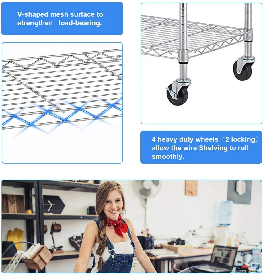 New 6-Layer Adjustable Chrome Wire Shelving Rack – Heavy Duty Metal Storage Organizer WS776 - Image 8