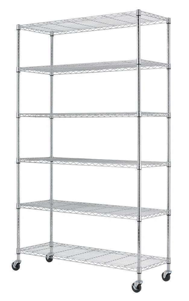 New 6-Layer Adjustable Chrome Wire Shelving Rack – Heavy Duty Metal Storage Organizer WS776 - Image 9