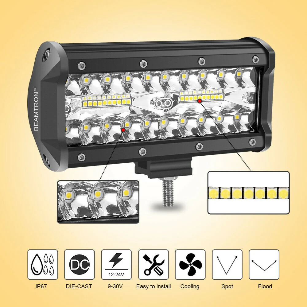 7″ 240W LED Light Bar Spot Flood Combo IP67 Off-Road Driving Light for Trucks ATV UTV 214710 - Image 3