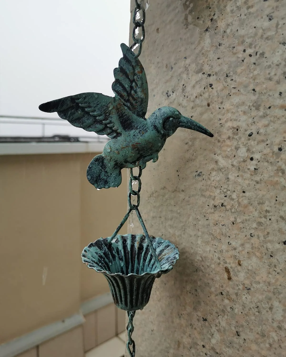 New 8.5FT Metal Rain Chain with Hummingbird Cups – Decorative Garden Water Feature S1286 - Image 3