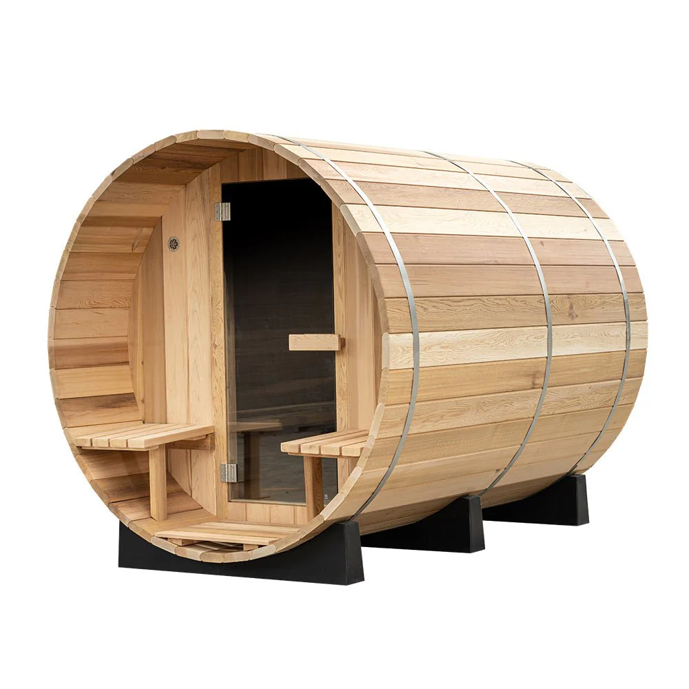 New 8 ft Barrel Sauna Kit with Porch Red Cedar Thermowood