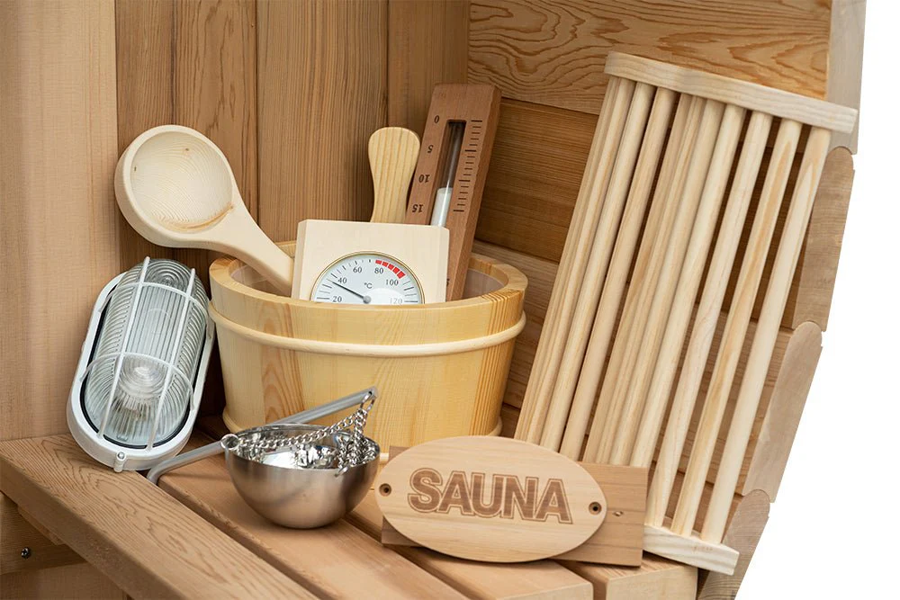 New 8 ft Barrel Sauna Kit with Porch Red Cedar Thermowood - Image 8