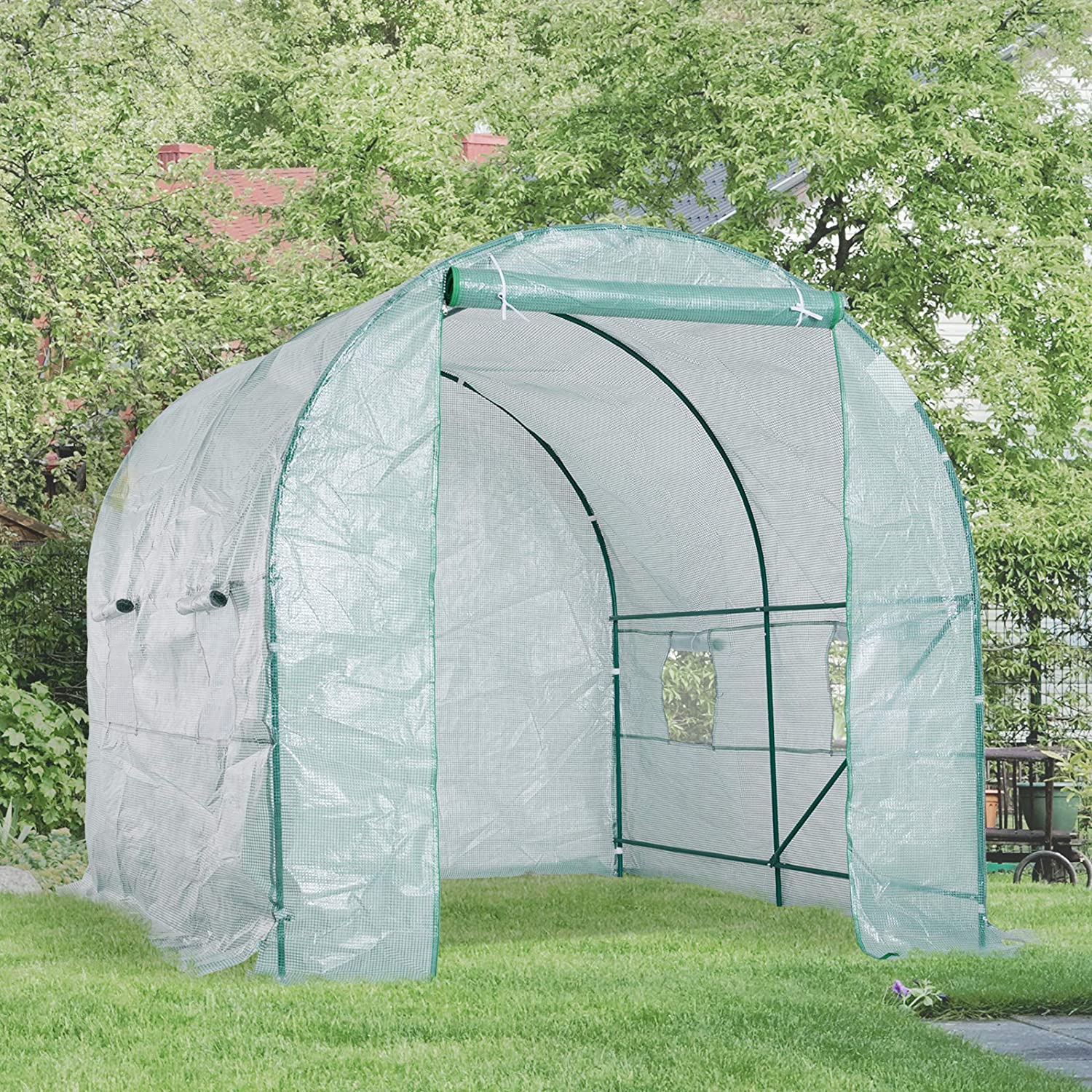 New 8 Ft Walk-In Tunnel Greenhouse Garden with Steel Frame – 552021