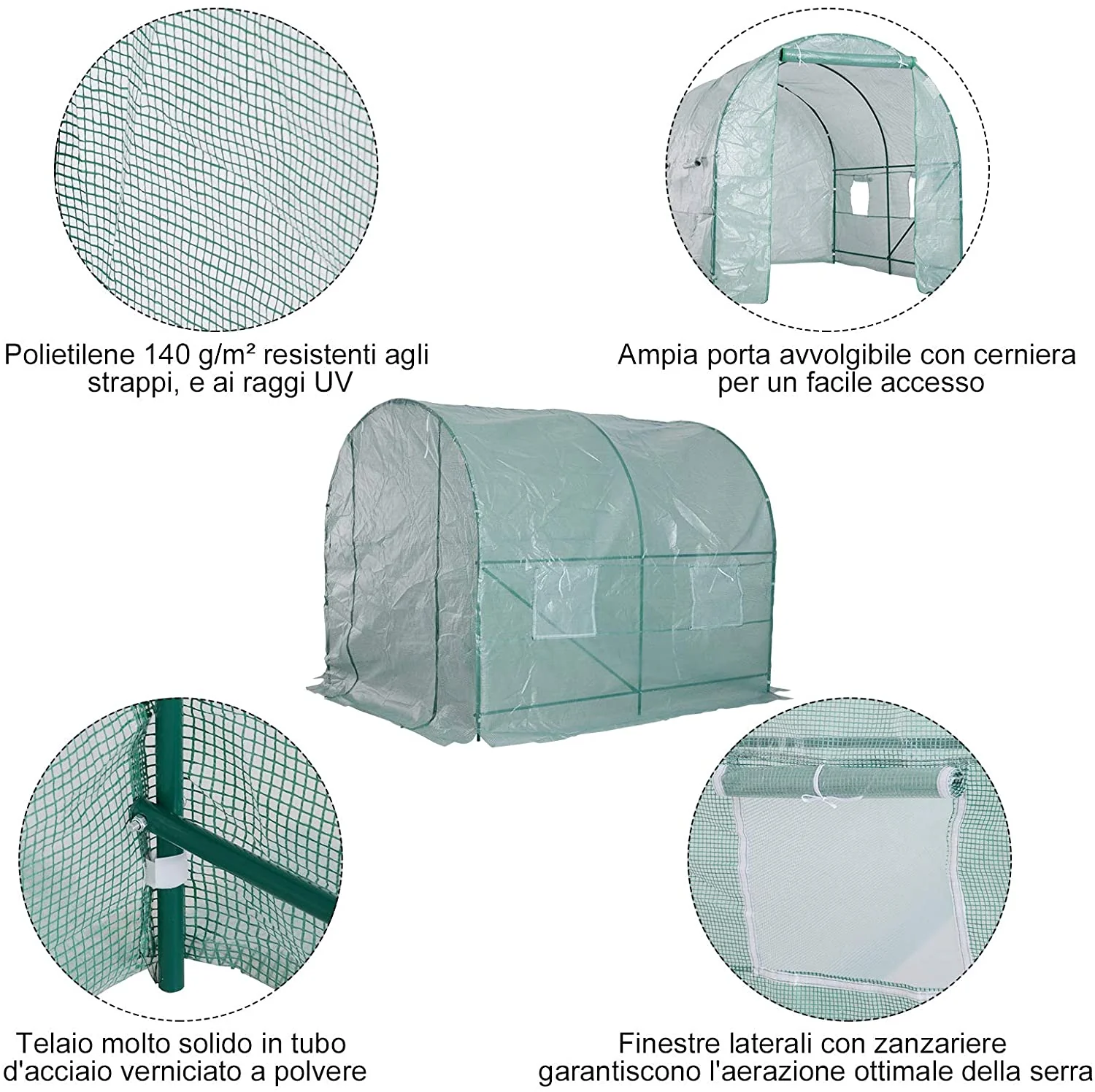 New 8 Ft Walk-In Tunnel Greenhouse Garden with Steel Frame – 552021 - Image 3