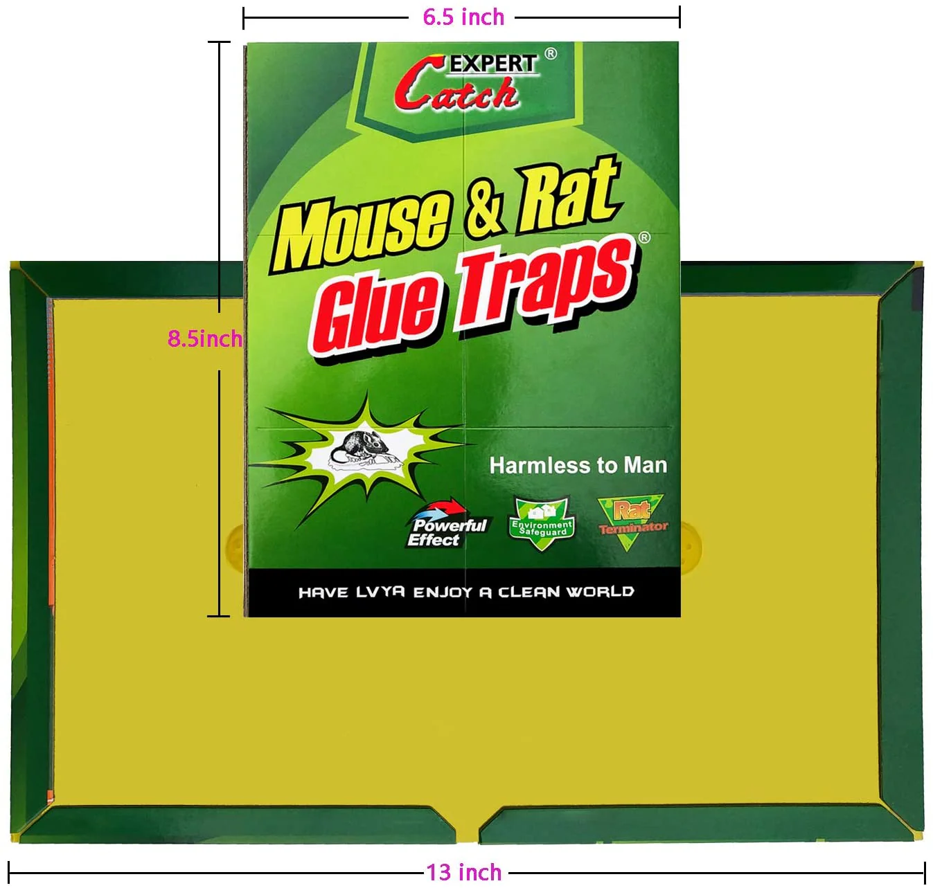 Hovex Glue Traps 8 Pack Extra Large Sticky Rodent and Insect Catchers 8.7x6.7 Inch 672367