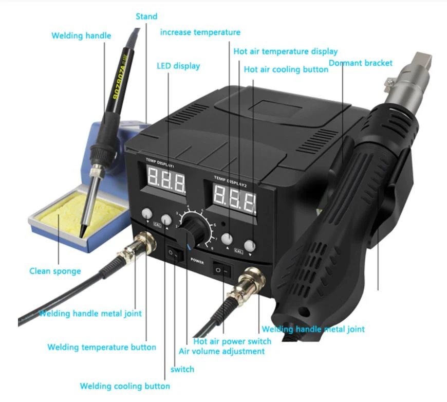 800W Digital Hot Air Soldering Station with LED Display YCD8582 Y8582 - Image 2