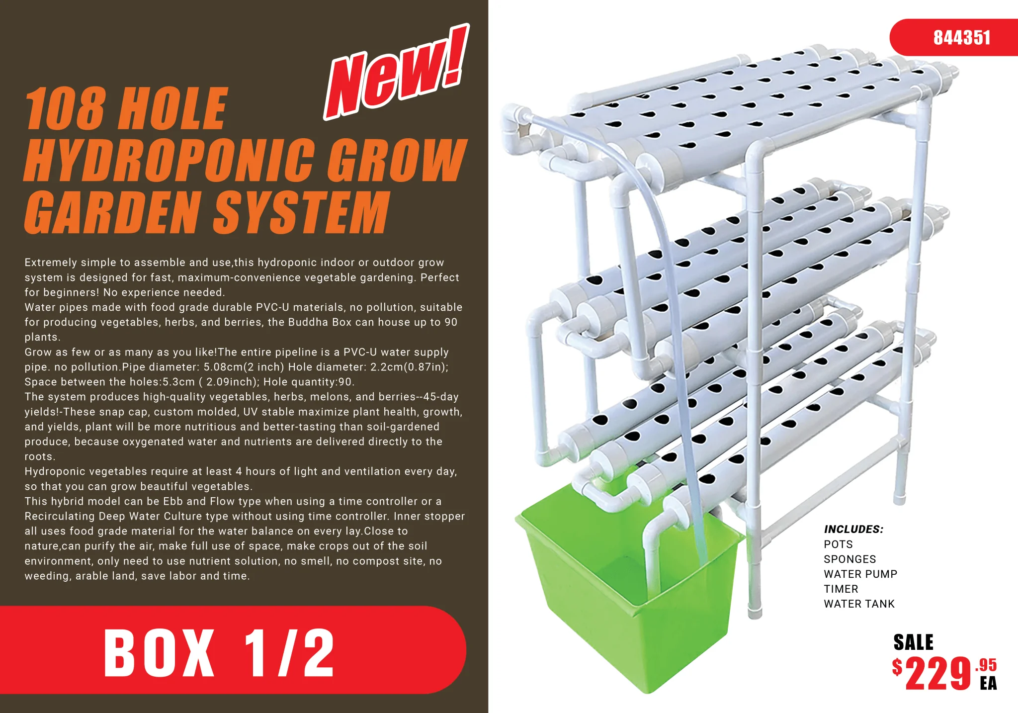 New 90-Hole Hydroponic Grow Garden System – Efficient Indoor Plant Growing Kit 844351