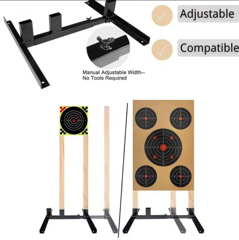 New Adjustable Outdoor Target Stand – Paper Target Holder Base, Fits 1x2 Wood Supports, Includes Clips & Stakes - Image 3