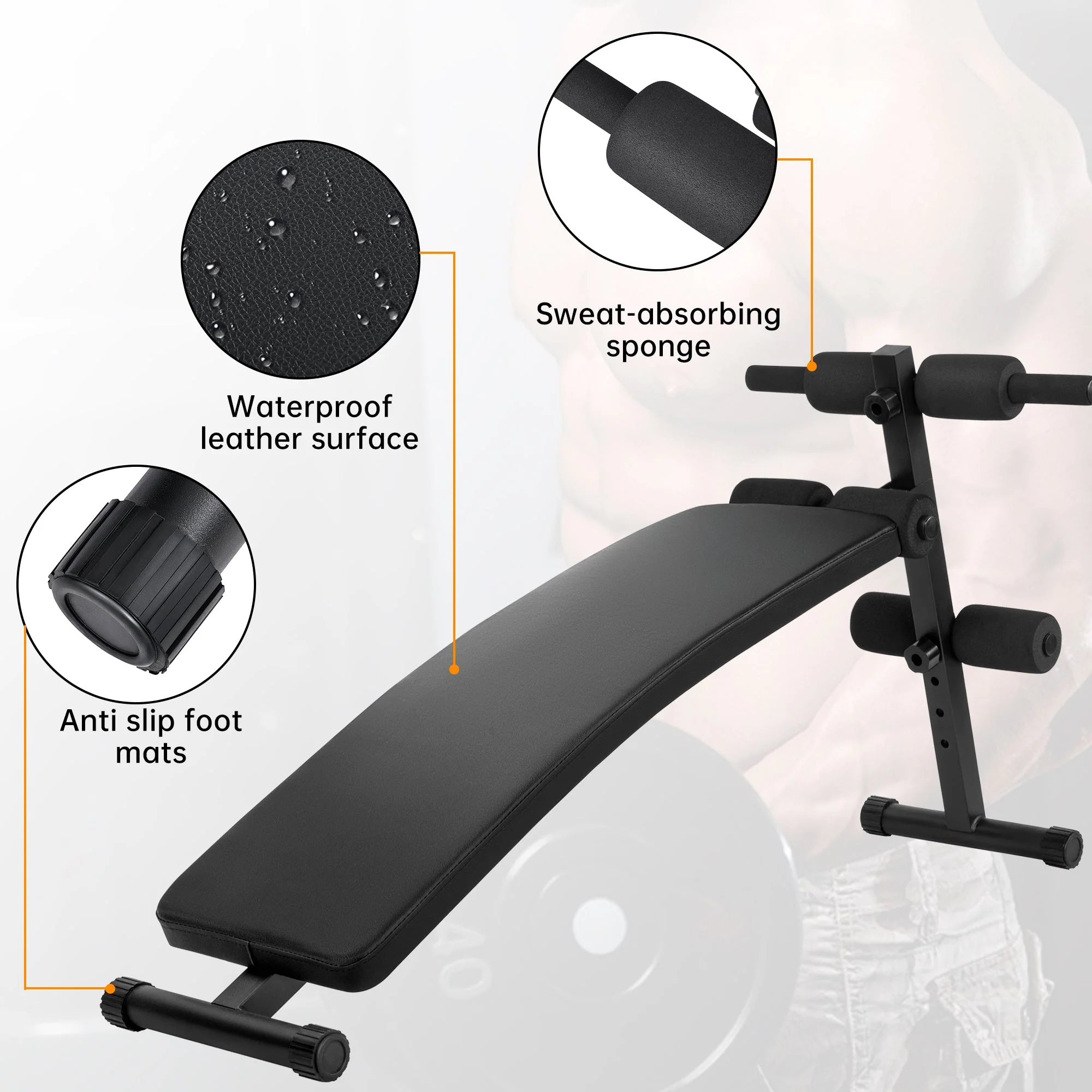 New Adjustable Sit-Up Bench – 330 lbs Capacity Ab Workout Bench for Home Gym Foldable, 4-Level Height AMEEB101 - Image 2